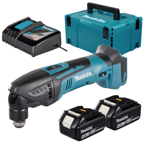 Makita DTM50Z 18V LXT Cordless Multi Tool with 2x 4.0Ah Batteries, Charger and Makpac Carry Case