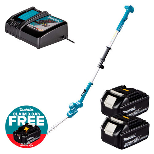 Makita DUN461WZ 18V LXT 460mm Pole Hedge Trimmer with 2x 3.0Ah Batteries and Charger