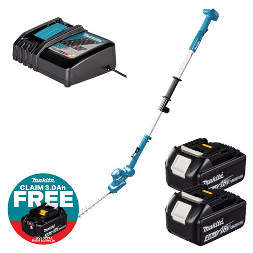 Makita DUN461WZ 18V LXT 460mm Pole Hedge Trimmer with 2x 4.0Ah Batteries and Charger