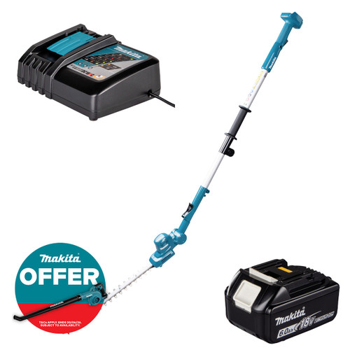Makita DUN461WZ 18V LXT 460mm Pole Hedge Trimmer with 1x 6.0Ah Battery and Charger