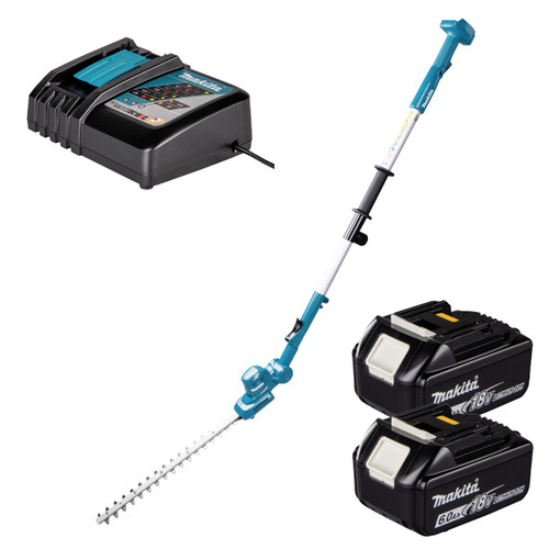 Makita DUN461WZ 18V LXT 460mm Pole Hedge Trimmer with 2x 6.0Ah Batteries and Charger