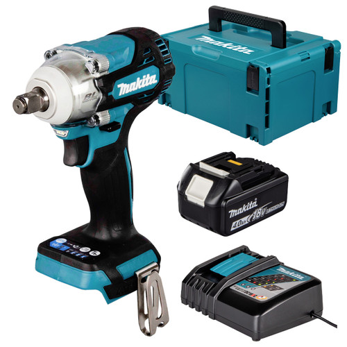 Makita DTW300Z LXT 18V Brushless 1/2" Impact Wrench with 1x 4.0Ah Battery, Charger and Makpac Carry Case