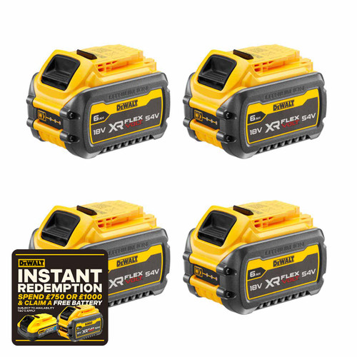 DeWalt DCB546-XJ XR 6.0Ah FLEXVOLT 18/54V Battery (4 Pack)