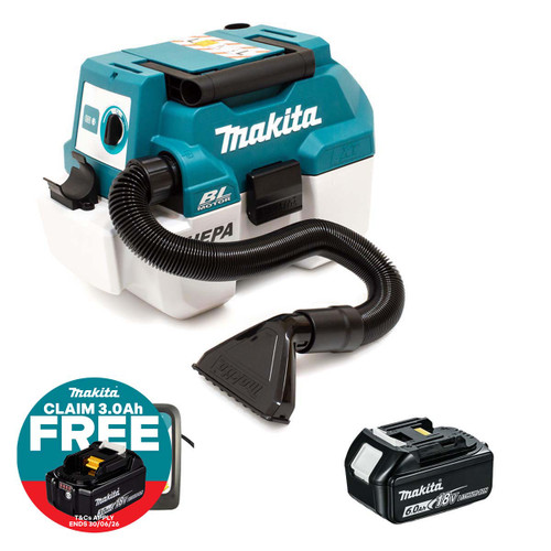 Makita DVC750LZX3 LXT 18V Brushless L-Class Vacuum Cleaner with 1x 6.0Ah Battery & Charger