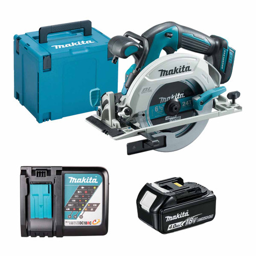 Makita DHS680Z LXT 18V Brushless 165mm Circular Saw with 1x 4.0Ah Battery, Charger and Makpac Carry Case