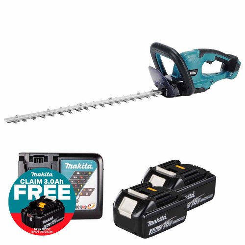 Makita DUH507Z 18V LXT Hedge Trimmer with 2x 3.0Ah Batteries and Charger