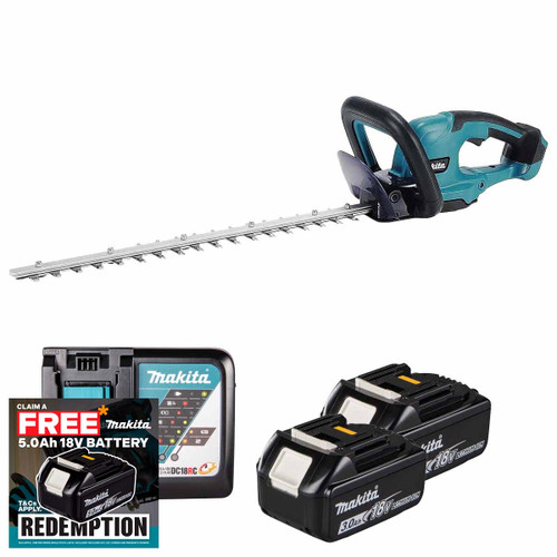 Makita DUH507Z 18V LXT Hedge Trimmer with 2x 3.0Ah Batteries and Charger