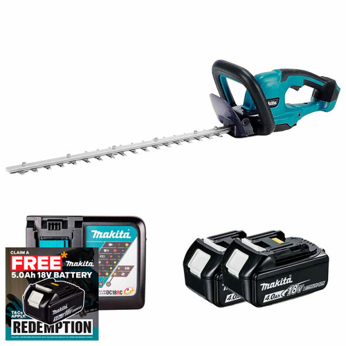 Makita DUH507Z 18V LXT Hedge Trimmer with 2x 4.0Ah Batteries and Charger