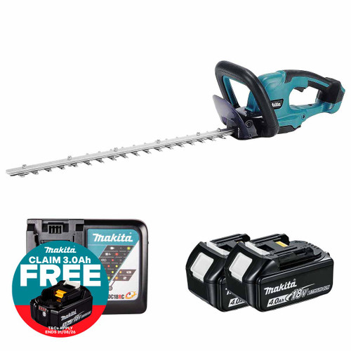 Makita DUH507Z 18V LXT Hedge Trimmer with 2x 4.0Ah Batteries and Charger