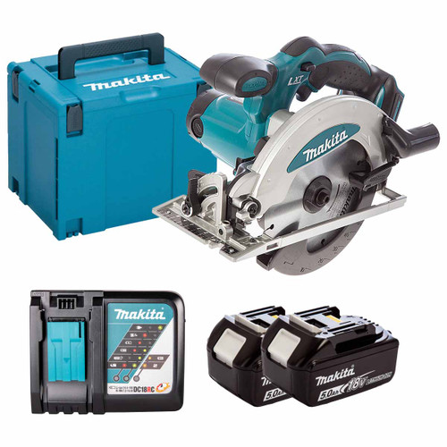Makita DSS610Z LXT 18V Cordless 165mm Circular Saw with 2x 5.0Ah Batteries, Charger and Makpac Carry Case