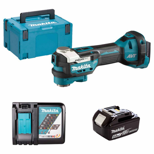 Makita DTM52Z LXT 18V Brushless Multi-Tool with 1x 5.0Ah Battery, Charger and Makpac Carry Case