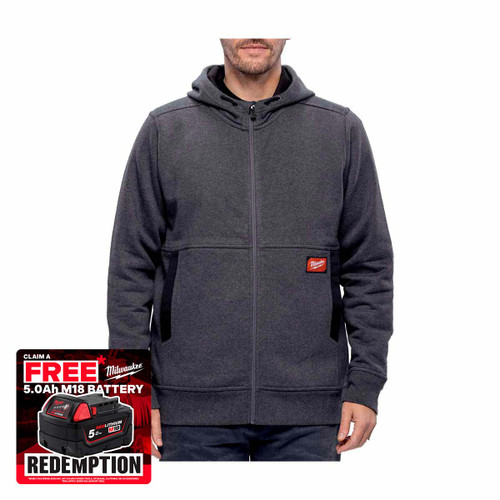 Milwaukee 4932499396 GRIDIRON™ Full-Zip Hoodie, Grey (Size XL)