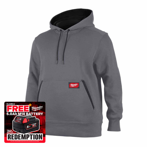 Milwaukee 4932493121 Midweight Work Hoodie, Grey (Size S)