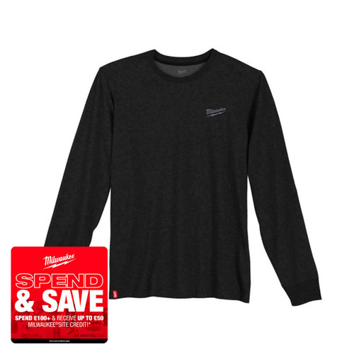Milwaukee 4932492983 Long Sleeve T-Shirt, Black (Size S)
