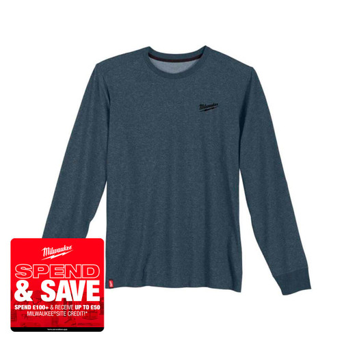 Milwaukee 4932492995 Long Sleeve T-Shirt, Blue (Size L)