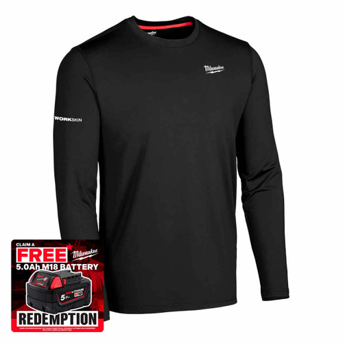 Milwaukee 4932498283 WORKSKIN™ Cold Weather Layer Long Sleeve, Black (Size S)