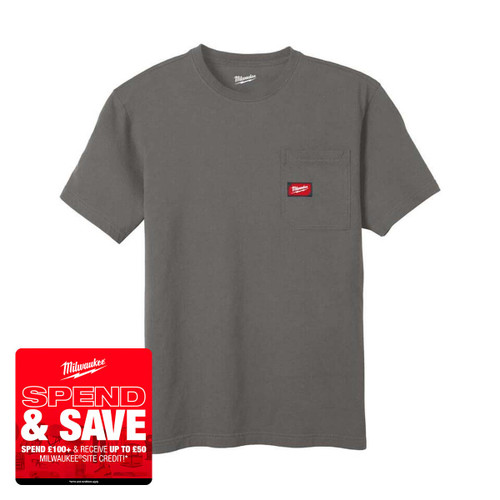 Milwaukee 4932493011 Short Sleeve Work T-Shirt, Grey (Size XL)