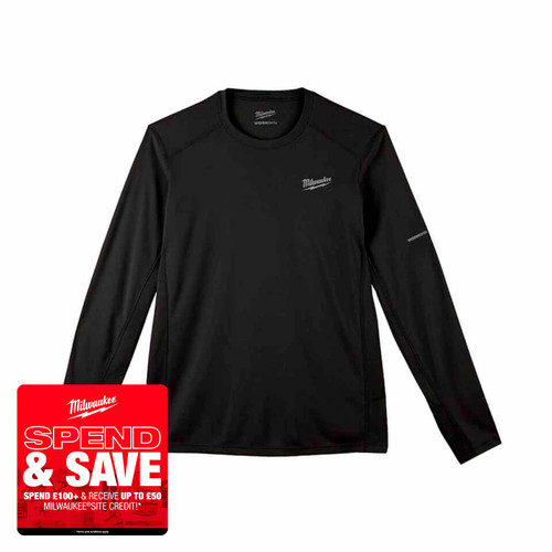 Milwaukee 4932493081 Warm Weather Long Sleeve T-Shirt, Black (Size XL)