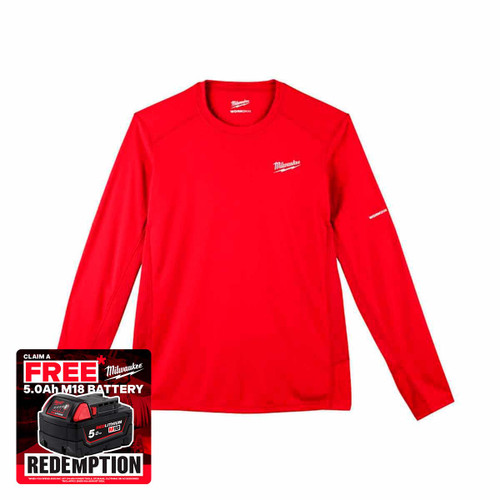 Milwaukee 4932493083 Warm Weather Long Sleeve T-Shirt, Red (Size S)