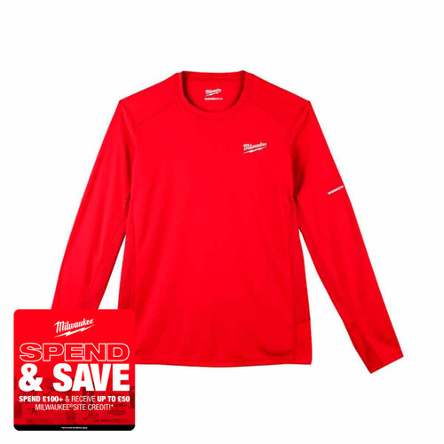 Milwaukee 4932493087 Warm Weather Long Sleeve T-Shirt, Red (Size XXL)