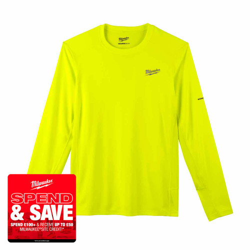 Milwaukee 4932493090 Warm Weather Long Sleeve T-Shirt, Yellow (Size L)
