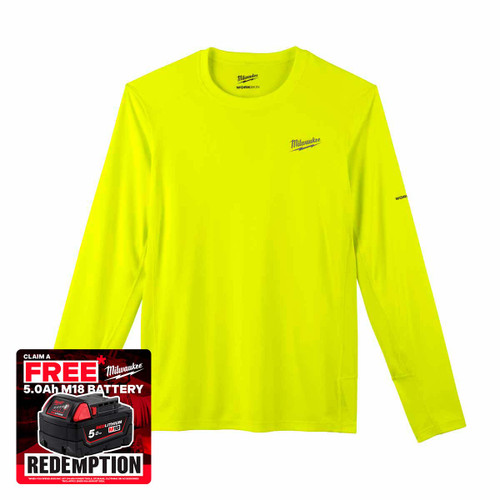 Milwaukee 4932493091 Warm Weather Long Sleeve T-Shirt, Yellow (Size XL)