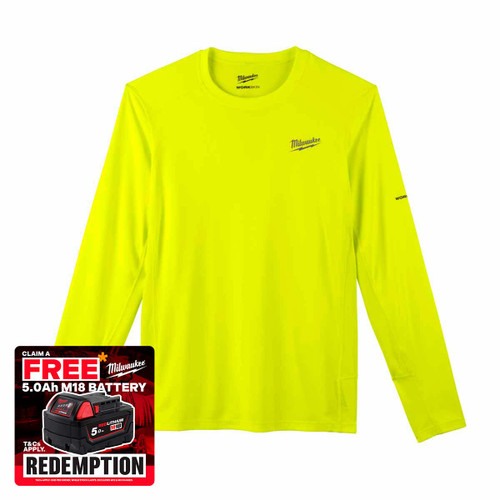 Milwaukee 4932493091 Warm Weather Long Sleeve T-Shirt, Yellow (Size XL)