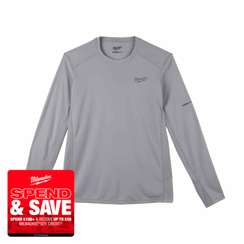 Milwaukee 4933478189 WORKSKIN™ Light Weight Performance Long Sleeve Shirt, Grey (Size M)