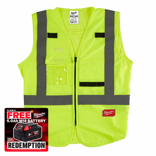 Milwaukee 4932471891 Hi-Visibility Vest Yellow (Size 2XL / 3XL)