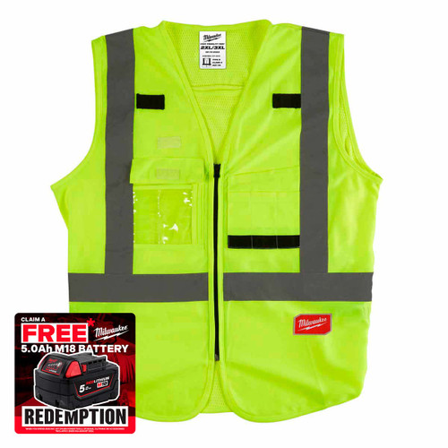 Milwaukee 4932471891 Hi-Visibility Vest Yellow (Size 2XL / 3XL)