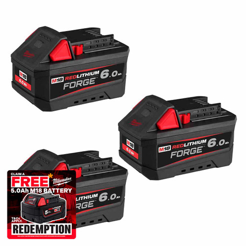 Milwaukee M18 FB6 18V FORGE™ 6.0 Ah Battery (3 Pack)