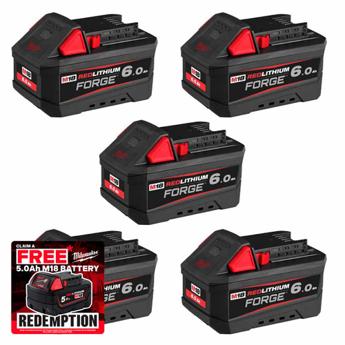 Milwaukee M18 FB6 18V FORGE™ 6.0 Ah Battery (5 Pack)