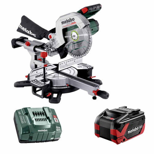 Metabo KGS18 LTX 18V Brushless Cross Cut Mitre Saw 254mm with 1x 8.0Ah Tabless Battery & Quick Charger