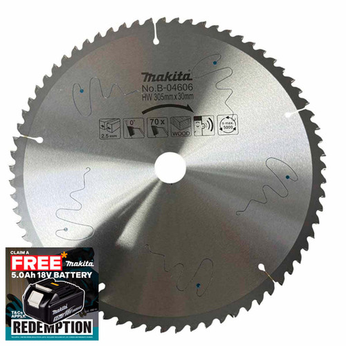 Makita B-04606 305mm x 30mm 70T TCT Mitre Saw Blade for Wood