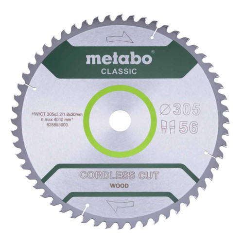 Metabo Classic Cut TCT Circular Saw Blade for Wood 305mm x 30mm 56T 628693000