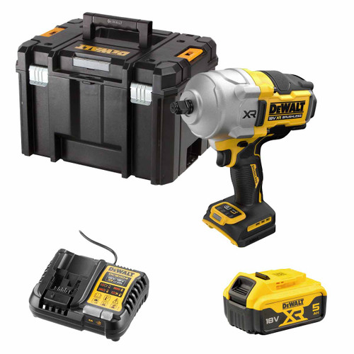 DeWalt DCF961NP1 18V XR Brushless 1/2" High Torque Impact Wrench with 1x 5.0Ah Battery, TSTAK VI Deep Tool Box & Charger