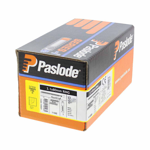 Paslode IM360 80 x 3.1mm Stainless Steel Ring Nails 140627 (1100 Pack + 1 Fuel Cell)