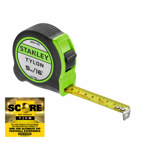 Stanley 130602 Hi-Vis Tylon Tape Measure 5m/16ft (25mm Wide)