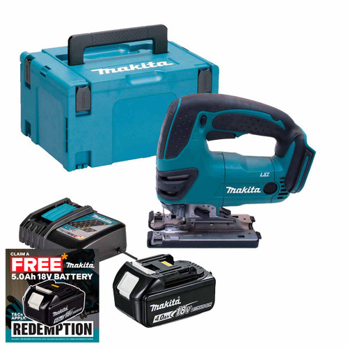 Makita DJV180Z LXT 18V Cordless Jigsaw with 1x 4.0Ah Battery, Charger and Makpac Carry Case