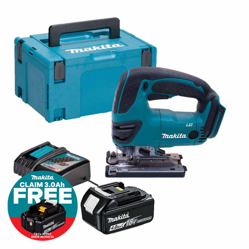 Makita DJV180Z LXT 18V Cordless Jigsaw with 1x 4.0Ah Battery, Charger and Makpac Carry Case