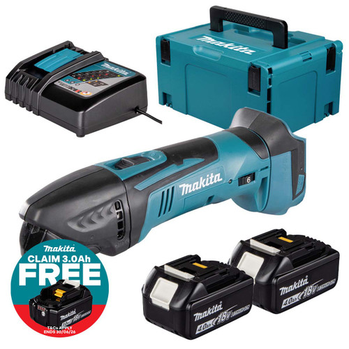 Makita DTM50Z 18V LXT Cordless Multi Tool with 2x 4.0Ah Batteries, Charger and Makpac Carry Case