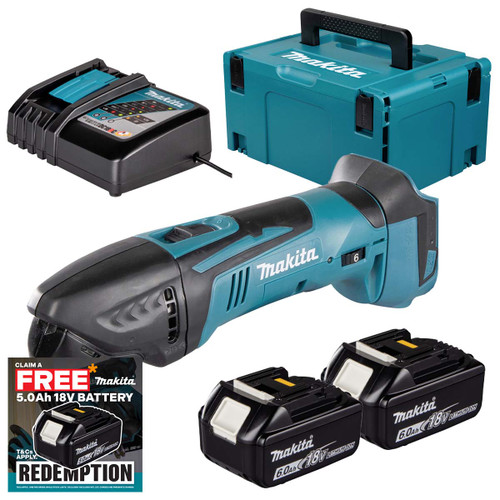 Makita DTM50Z 18V LXT Cordless Multi Tool with 2x 6.0Ah Batteries, Charger and Makpac Carry Case