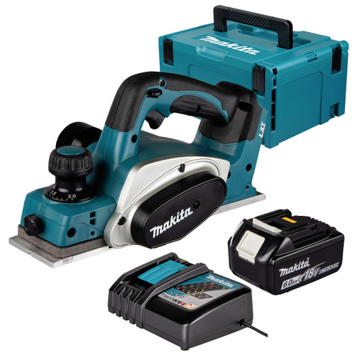 Makita DKP180Z LXT 18V Cordless 82mm Planer with 1x 6.0Ah Battery, Charger and Makpac Carry Case