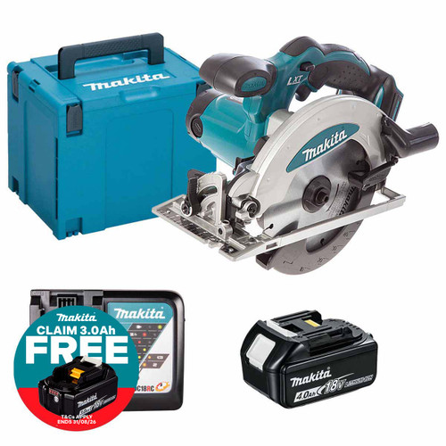 Makita DSS610Z LXT 18V Cordless 165mm Circular Saw with 1x 4.0Ah Battery, Charger and Makpac Carry Case
