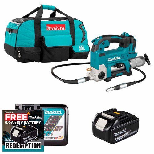 Makita DGP180Z LXT 18V Grease Gun with 1x 3.0Ah Battery, Charger and Heavy Duty Tool Bag