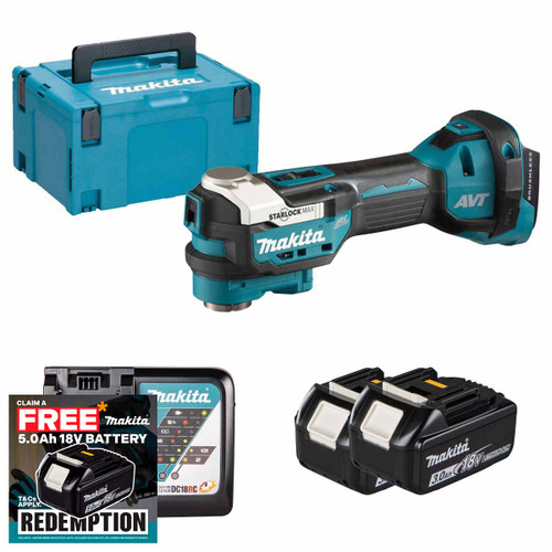 Makita DTM52Z LXT 18V Brushless Multi-Tool with 2x 3.0Ah Batteries, Charger and Makpac Carry Case