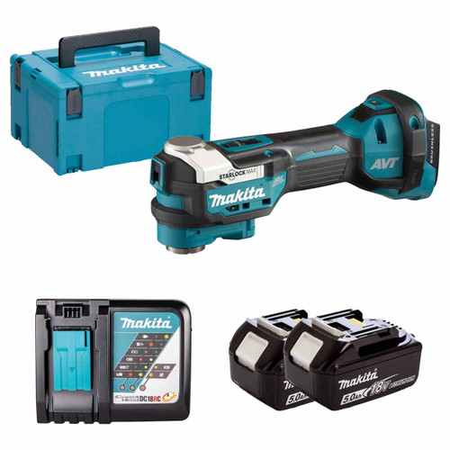 Makita DTM52Z LXT 18V Brushless Multi-Tool with 2x 5.0Ah Batteries, Charger and Makpac Carry Case