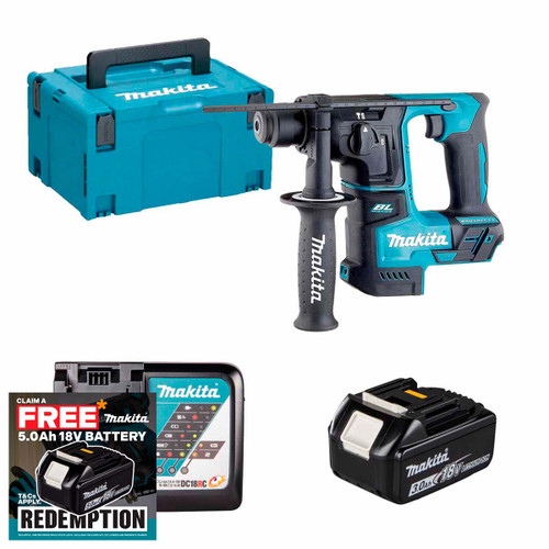 Makita DHR171Z 18V LXT Brushless 17mm SDS+ Rotary Hammer with 1x 3.0Ah Battery, Charger and Makpac Carry Case
