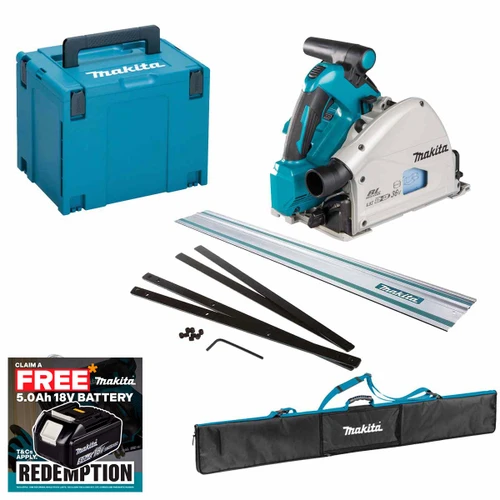 Makita DSP600ZJ Twin 18V LXT 165mm Cordless Plunge Saw with 1m Guide Rail, Accessories and Makpac Carry Case (Body Only)