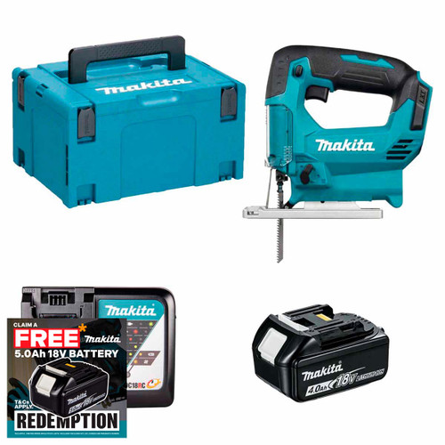 Makita DJV186Z LXT 18V Cordless Jigsaw with 1x 4.0Ah Battery, Charger and Makpac Carry Case